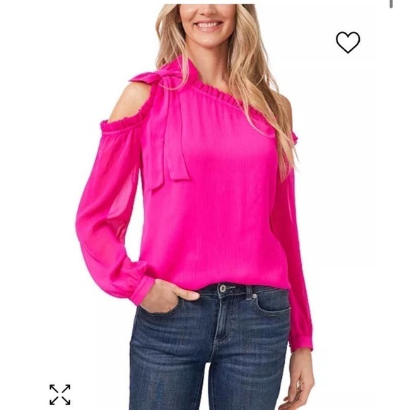 Cece Ruffled Asymmetric Long Sleeve Cold Shoulder Blouse Size XS - Picture 4 of 10